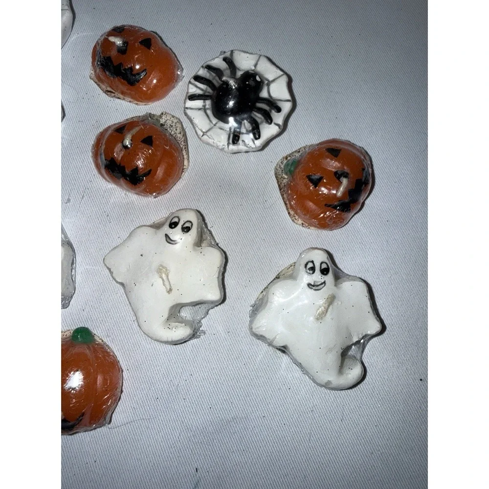 Vintage  Halloween Floating Candles Set‎ of 16  Pumpkin Ghost Spiders